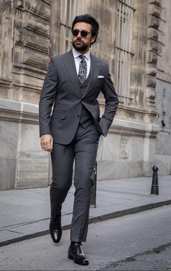. Charcoal Grey 3-Piece Executive Sui