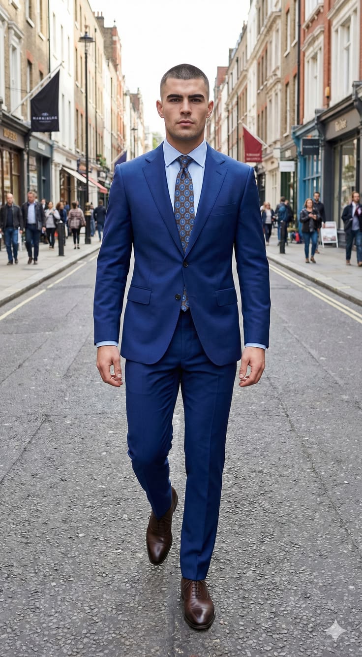 Royal Blue Tailored Suit for Men