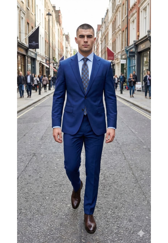 Royal Blue Tailored Suit for Men